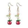 304 Stainless Steel Tomato Dangle Earrings EJEW-MZ00464-01-2