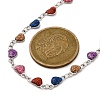 304 Stainless Steel Colorful Enamel Glitter Heart Link Cahin Necklaces for Women NJEW-K255-27P-5