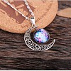 Alloy Glass Moon Syb Pendant Lumachina Chain Necklaces for Women WGDF061-10-1