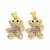 Brass Micro Pave Clear Cubic Zirconia Pendants ZIRC-F135-28G-3