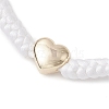 Adjustable Brass Heart & Nylon Braided Bead Bracelets for Women Men BJEW-JB10696-3