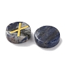 Brass Elder Futhark Alphabet Engraved Symbol Flat Round Natural Sodalite Rune Stones G-I373-01J-2