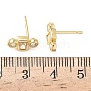 Rectangle with Flat Round Brass Micro Pave Clear Cubic Zirconia Stud Earrings X-EJEW-G452-12G-5