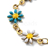 Ion Plating(IP) Golden 304 Stainless Steel Flower Link Chain Bracelets with Enamel BJEW-E088-02G-07-2