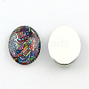 Mixed Pattern Glass Oval Flatback Cabochons for DIY Projects X-GGLA-R022-40x30-100-2