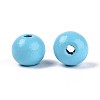 Spray Painted Round Natural Schima Wood Beads WOOD-A018-8mm-09-2