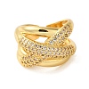 Brass Micro Pave Clear Cubic Zirconia Open Cuff Rings for Women RJEW-A048-25G-2