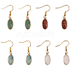 4 Pair 4 Style Natural & Synthetic Mixed Gemstone Oval Dangle Earrings with Iron Pins EJEW-AB00043-1