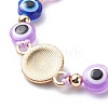 Evil Eye Resin Bead & Flat Round Alloy Rhinestone Braided Beaded Bracelets for Girl Women BJEW-JB08740-01-5