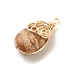 Eco-Friendly Natural Mixed Stone Pendants PALLOY-JF01593-4