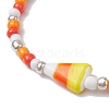 Halloween Candy Corn Acrylic & Glass Seed Beaded Stretch Bracelets Women BJEW-JB10525-03-3