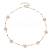 Flower Glass Beads Necklace NJEW-JN04937-4