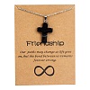 Natural Agate Cross Pendant Necklace with Stainless Steel Cable Chains PW23032789497-1