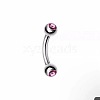 Round 304 Stainless Steel Rhinestone Eyebrow Curved Barbell Rings WGCF9EA-05-1