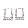 304 Stainless Steel Beaded Trapezoid Hoop Earrings for Women EJEW-B018-04P-1