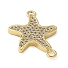 Brass Micro Pave Clear Cubic Zirconia Connector Charms KK-C086-14G-01-2