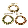 304 Stainless Steel Enamel Link Chain Bracelets for Women BJEW-A152-03G-4