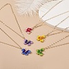 5Pcs 5 Colors Glass Seed Braided Butterfly Pendant Necklaces Set NJEW-JN04046-2
