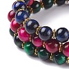 Natural Tiger Eye Round Beads Stretch Bracelets Set BJEW-JB07289-3