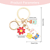 Globleland 2Pcs 2 Style Cute Cotton Candy Theme Bear/Rabbit Alloy Enamel Pendant Keychain with Ice Cream and Flower Charm KEYC-GL0001-04-2