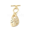 Brass Micro Pave Clear Cubic Zirconia Toggle Clasps KK-P234-63G-4