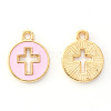 Light Gold Plated Alloy Enamel Pendants ENAM-R136-18B-2