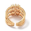 Brass with Cubic Zirconia Open Cuff Rings LS-RJEW-B053-07-3