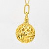 Filigree Brass Round Cage Ball Cage Pendants KK-L095-01-NR-3