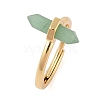 Double Pointed Hexagonal Prism Natural Green Aventurine Adjustable Rings for Women RJEW-G327-01G-03-1