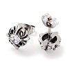 Flower 316 Surgical Stainless Steel Pave Clear Cubic Zirconia Stud Earrings for Women Men EJEW-Z050-20AS-2