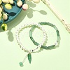 2Pcs 2 Style Natural Green Aventurine Bamboo & Shell Pearl Beaded Stretch Bracelets Set BJEW-TA00309-5