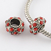 Rondelle Antique Silver Plated Metal Alloy Rhinestone European Beads ALRI-Q228-12-2