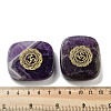Natural Amethyst Rectangle with Chakra Sign Figurines Display Decorations DJEW-K025-02C-3
