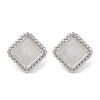 304 Stainless Steel Square Stud Earrings EJEW-D281-07S-1