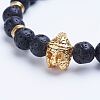 Natural Lava Rock Beaded Stretch Bracelets BJEW-P072-E02-2