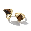 Rhombus Natural Tiger Eye Finger Rings RJEW-B113-01G-04-4