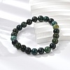 Natural Moss Agate Beaded Stretch Bracelets B072-5-3