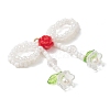 Glass Seed Beaded Bowknot & Flower Pendants PALLOY-MZ01220-02-3