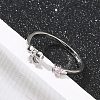 925 Sterling Silver Open Cuff Rings for Women RJEW-R008-03S-01-2