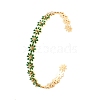 304 Stainless Steel Enamel Flower Open Cuff Bangles for Women BJEW-S152-01G-02-2