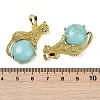 Synthetic Turquoise Ball with Leopard Shape Brass Pendants KK-F887-04G-28-3