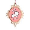 Easter Theme Wood Oval with Rabbit Pendant Decoration PW-WG77347-01-1