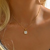 Natural Shell Square Pendant Necklace EH4295-1-3