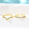 2Pcs 2 Styles Brass Micro Pave Clear Cubic Zirconia Cuff Rings for Women RJEW-S399-05G-2