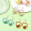 3Pairs 304 Stainless Steel Flower Glass Seed Beaded Dangle Earrings EJEW-MZ00335-1