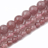 Natural Dyed Strawberry Quartz Beads Strands X-G-S295-15-8mm-1-2