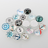 Helm &  Anchor Printed Glass Cabochons GGLA-A002-12mm-WW-2