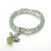 Trendy Natural Green Aventurine Beaded Acrylic Charm Bracelets BJEW-JB01792-04-1