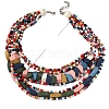 Bohemian Style Wood Geometric Beaded Multilayer Necklaces for Women WG33684-02-2