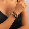 Leopard Print Pattern PU Leather Cord Multi-strand Bracelets for Women XT9904-3